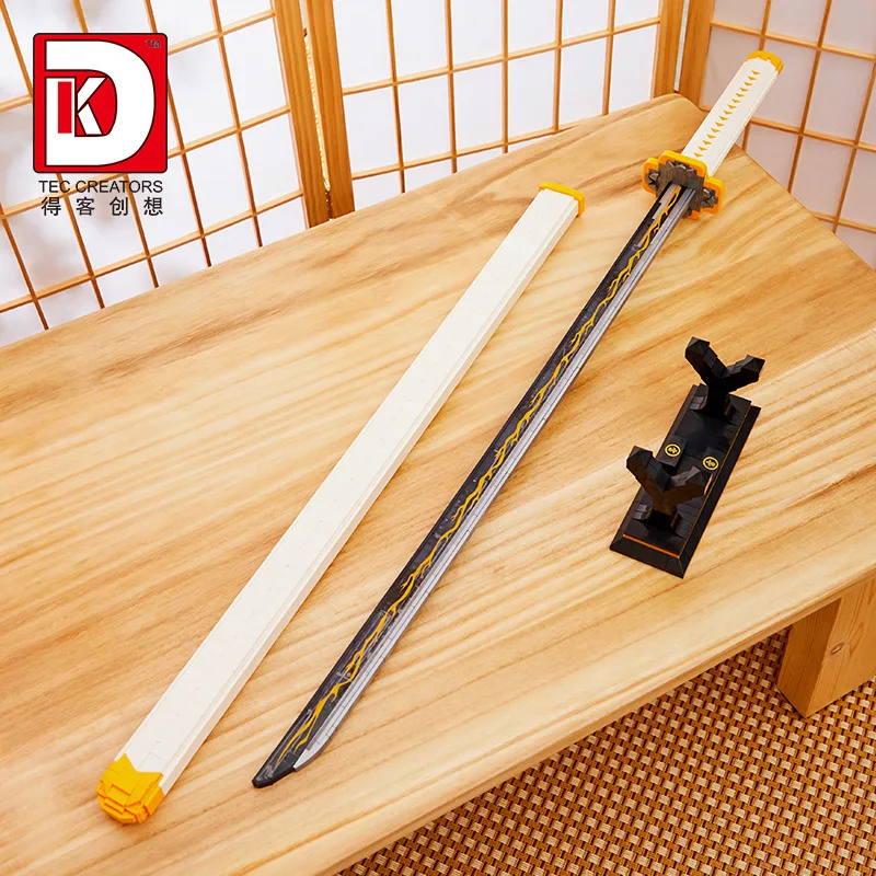 DK1506 Creative Ideas DIY Demon Slayer Zenitsu Japanese Katana Building Blocks Model Assembly Insert Small Particles toys