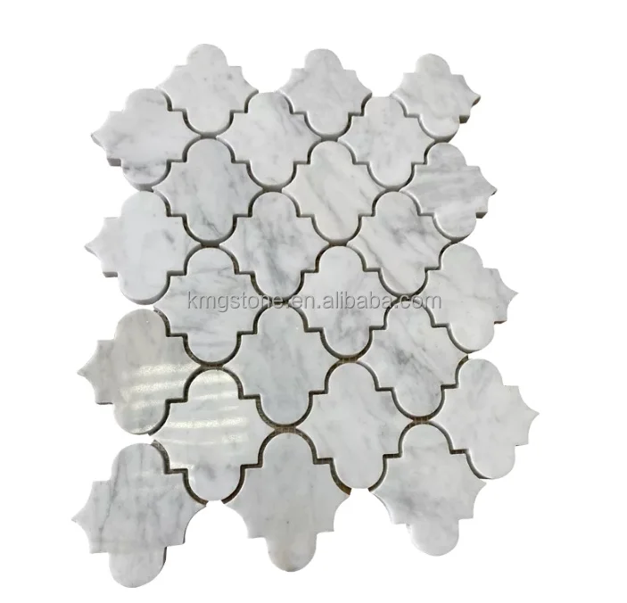 Modern Design Hexagonal Honeycomb Brass Inlay Mosaic Tiles White Marble with Brush Gold Stainless Steel Ceramic Stone Material