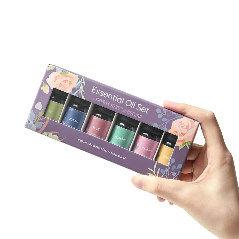 Customs Label Natrual Pure Essential oil Set 10ml 6PCS Scents High Quality Perfume Oil For Aroma Diffuser