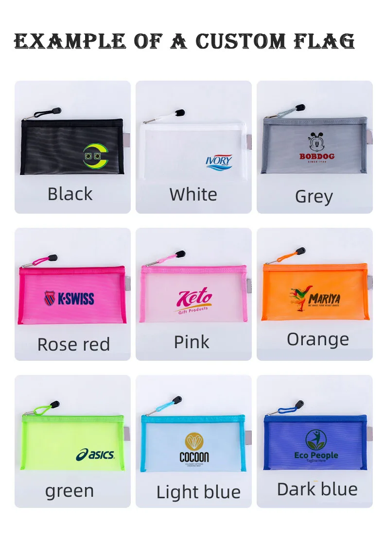 Stationery Office Custom Logo A4/A5/A6 Folder Nylon Zipper Mesh Ducoment File Bag Transparent Pencil Bag Makeup File Folder Bag