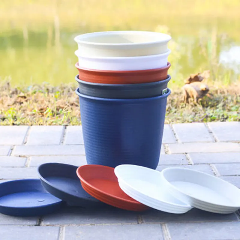 Nursery Pots for Plants Plastic Pots with Drainage Hole Saucer for Gardening Plants Flowers Garden Home Office