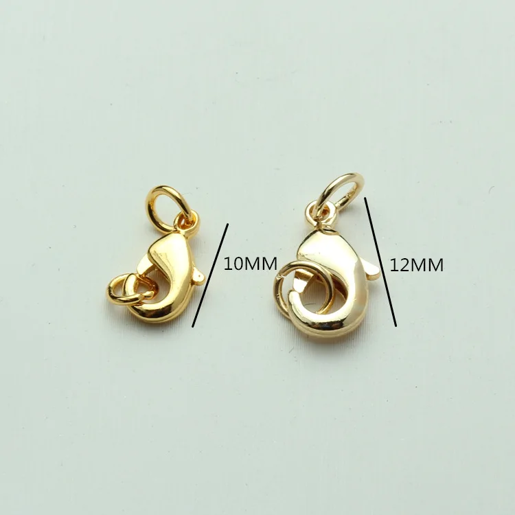 NANA high quality 14k gold plated findings,10mm brass gold lobster clasps