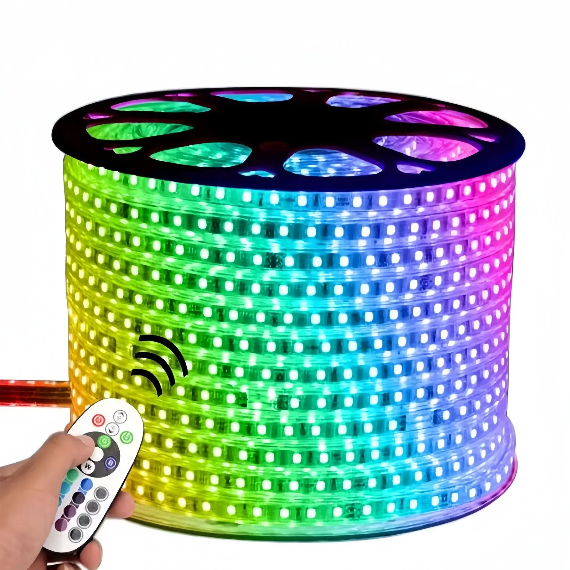 110V 220V 5050 RGB LED Strip Lights Multi-Colors Dimmable Multi-Modes Waterproof Flexible LED Rope Light for Home Decoration