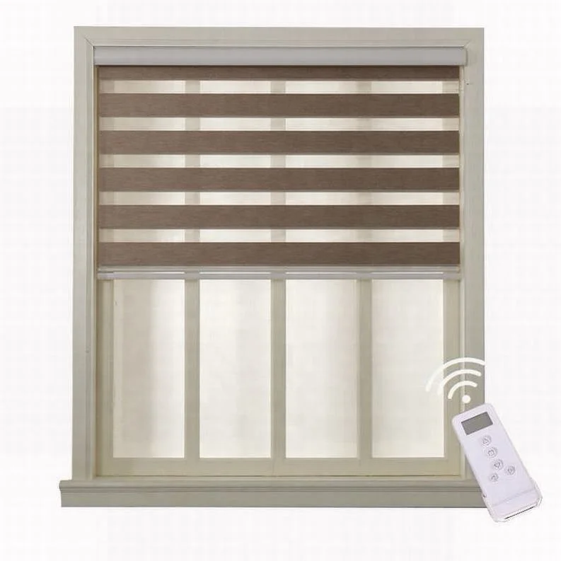 Zebra Roller Blinds Blackout Electric Motorized Remote Window Control Polyester Zebra Roller Blinds