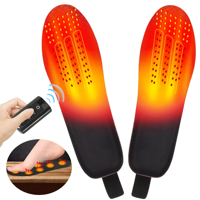Electric Battery Powered Smart Safety Remote Control Heated Warming Insole Usb Rechargeable Heated Insoles