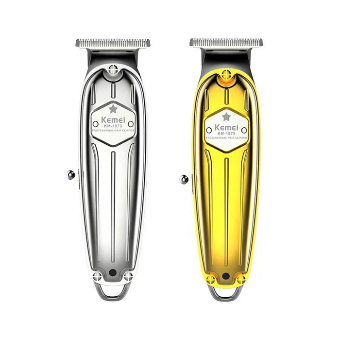 Portable USB rechargeable Kemei KM-1973 adjustable stainless steel blade hair trimmer clippers