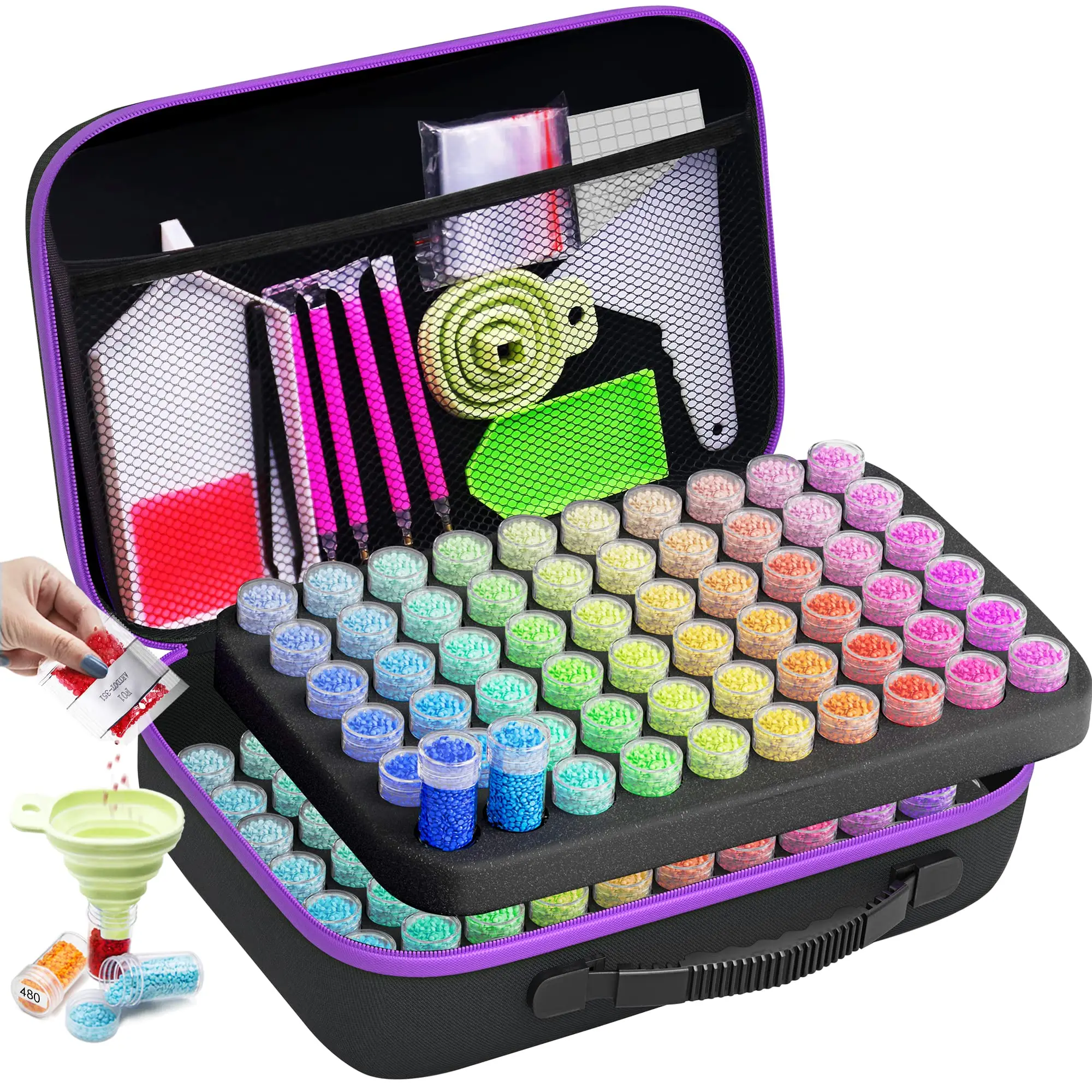DM-31 Diamond Painting Storage case Containers, 60/120 Slots Diamond Painting Accessories Shockproof Jars for Jewelry Beads