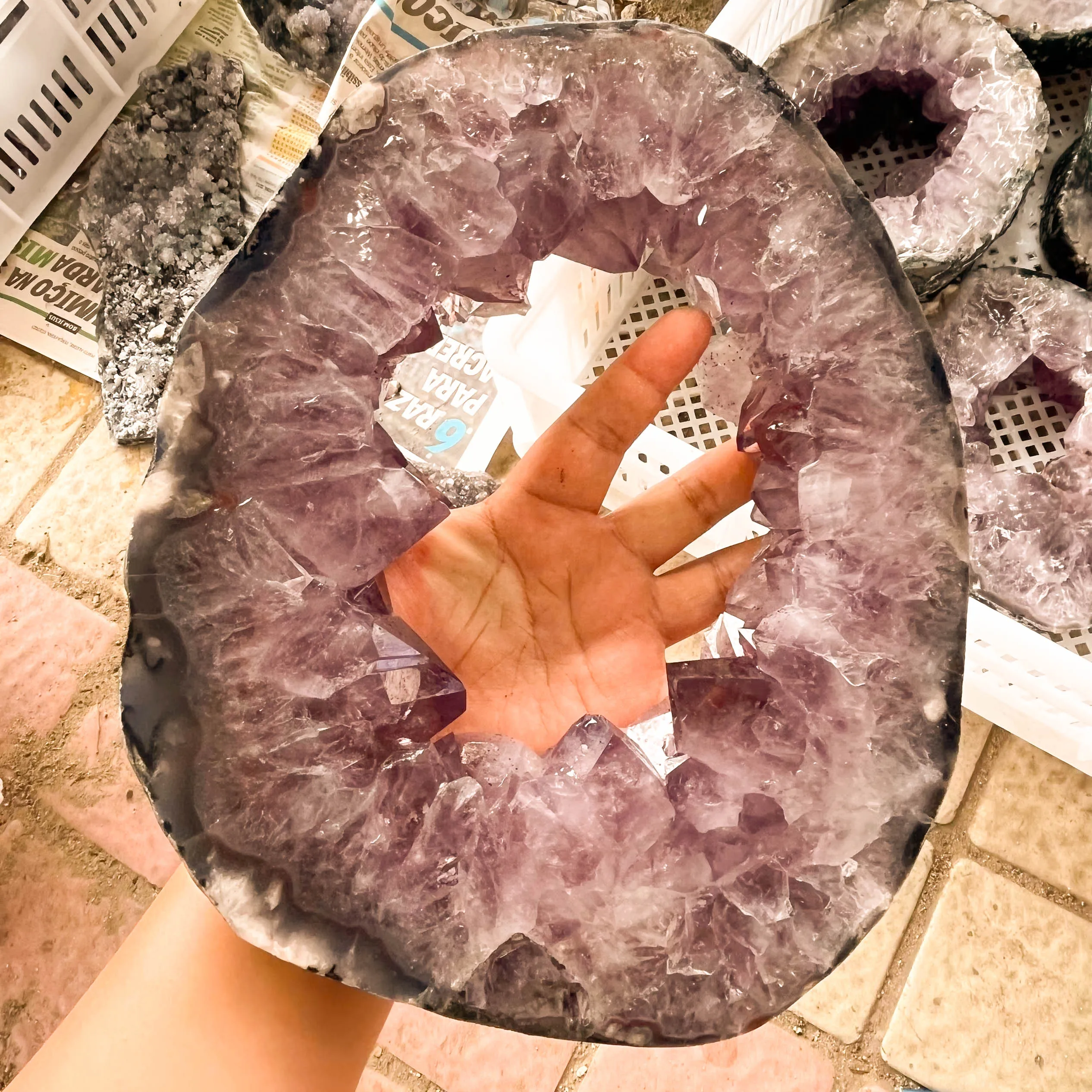 Big Natural Rock Amethyst Geode Slabs Brazil Agate Amethyst Slice With Druzy Amethyst Geode For Decoration