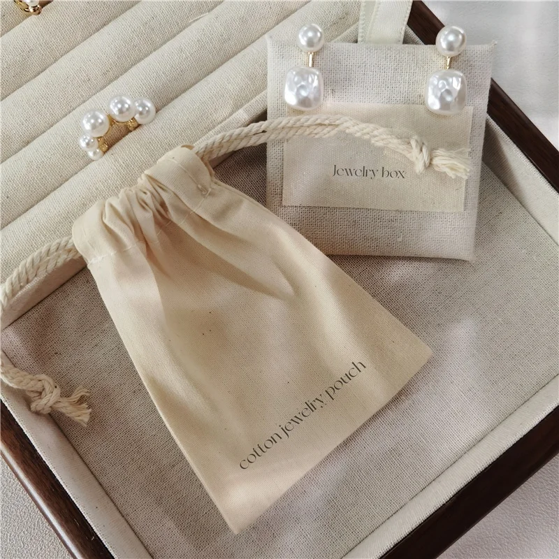 Customized Jewelry bags Eco Linen Jewelry Bag or Pouch Jewelry Packing Bag With Custom Logo Custom Earring Pouch With Logo