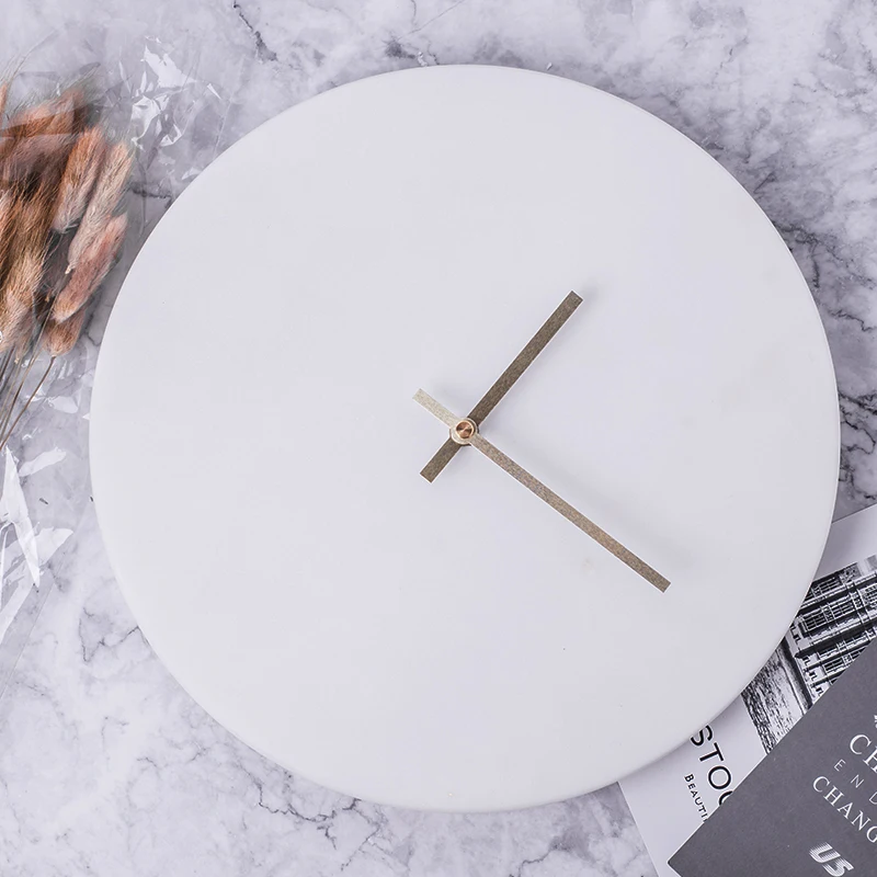 Unique Table Mini Carara White Marble Elegant And Simple Gift Round Clock Watch Marble Wall Clock Decor For Hotel
