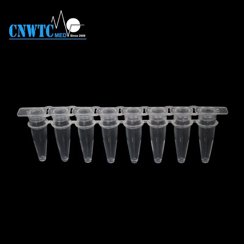 Лабораторная медицинская 8-поликарбонатная полоса, ПЦР-трубка для 0,2 мл