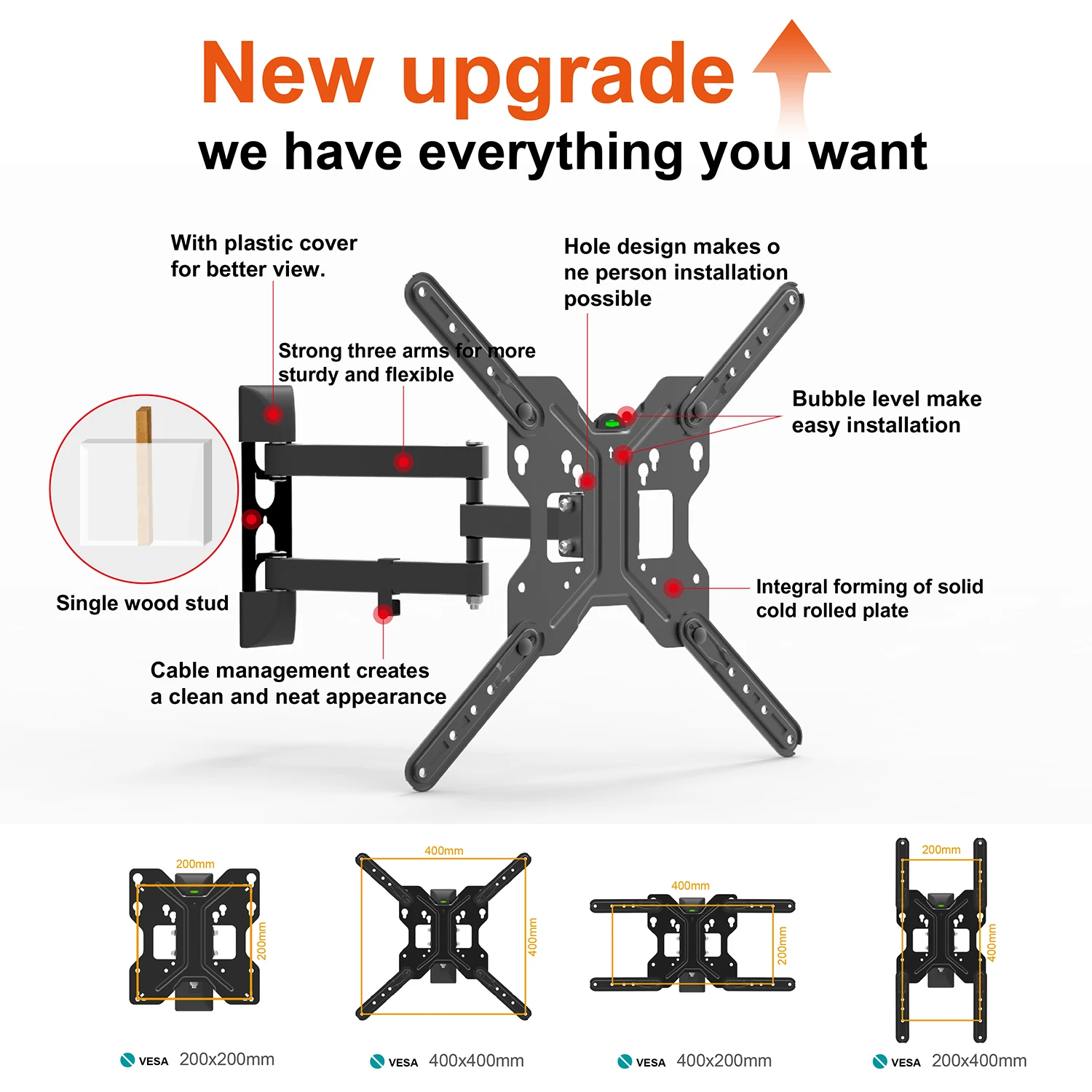  Наклонное поворотное настенное крепление для телевизора Max VESA 400*400