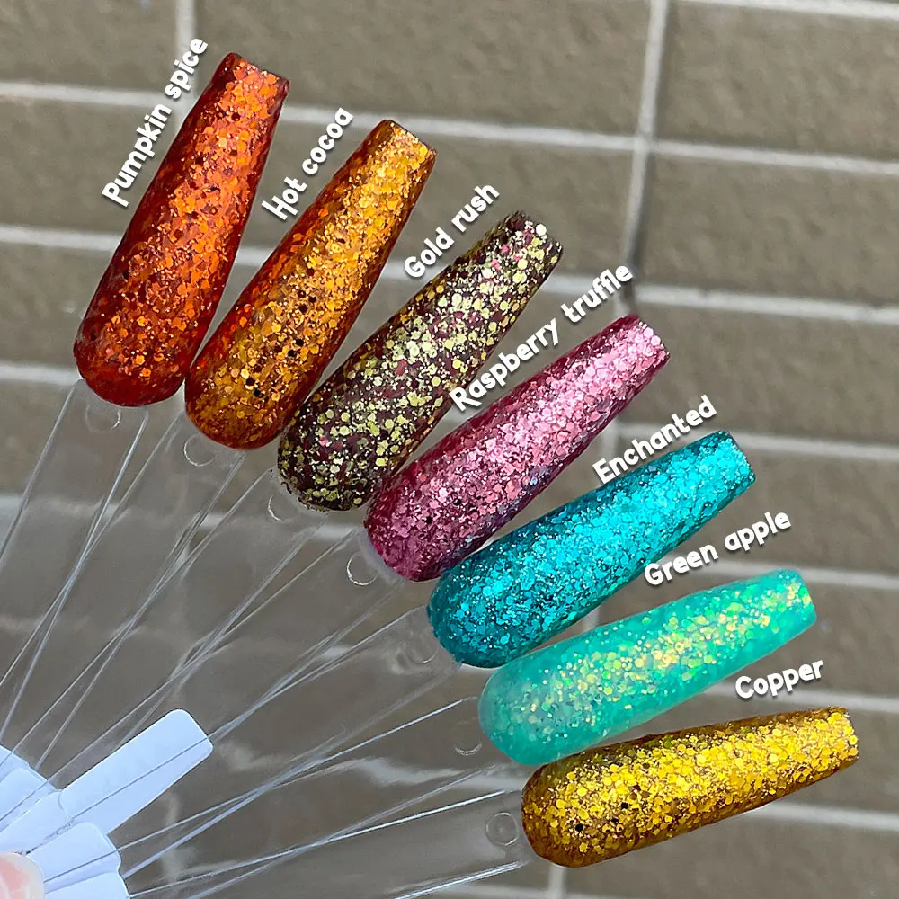 Fall Nails Art Autumn Glitter Acrylic Powder Dipping Nail Acrylic Powder 4 Oz 2oz 1oz 1kg Wholesale Custom Bulk Acrylic Powder