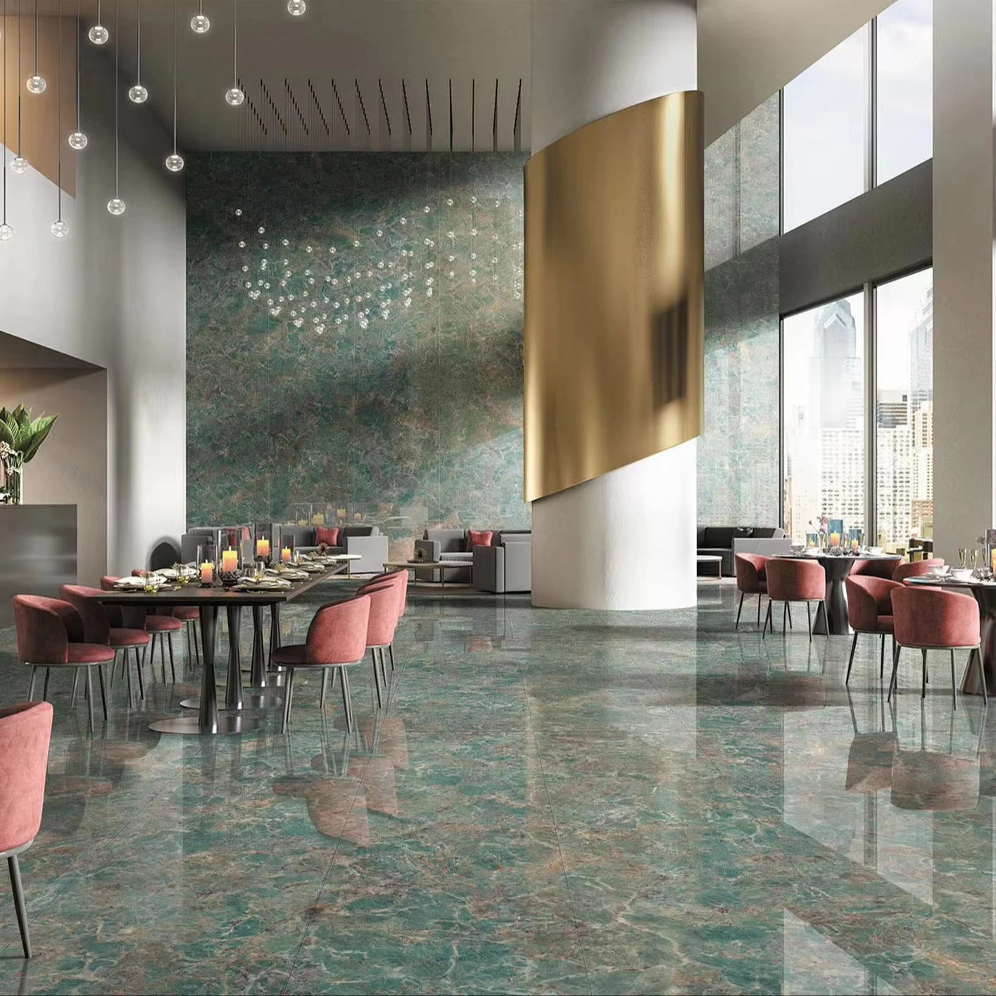 Jungle  Green Rock Board 1200X2400 Porcelain slab Bright TV Sofa Background Dining Table Countertop-Sintered Stone Product