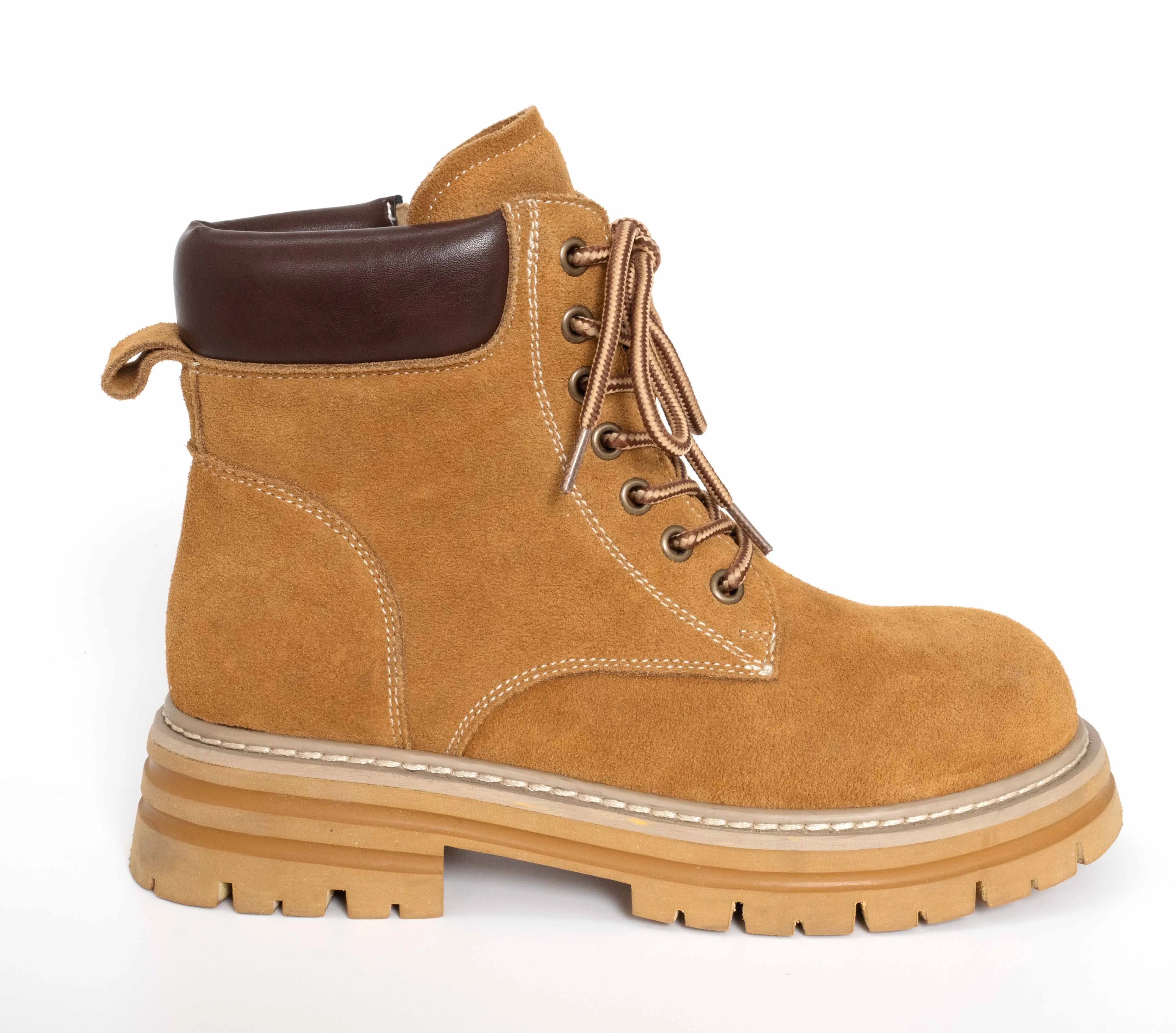 YZY wholesale OEM women Khaki Cow suede Timber-style ankle martin shoes and boots