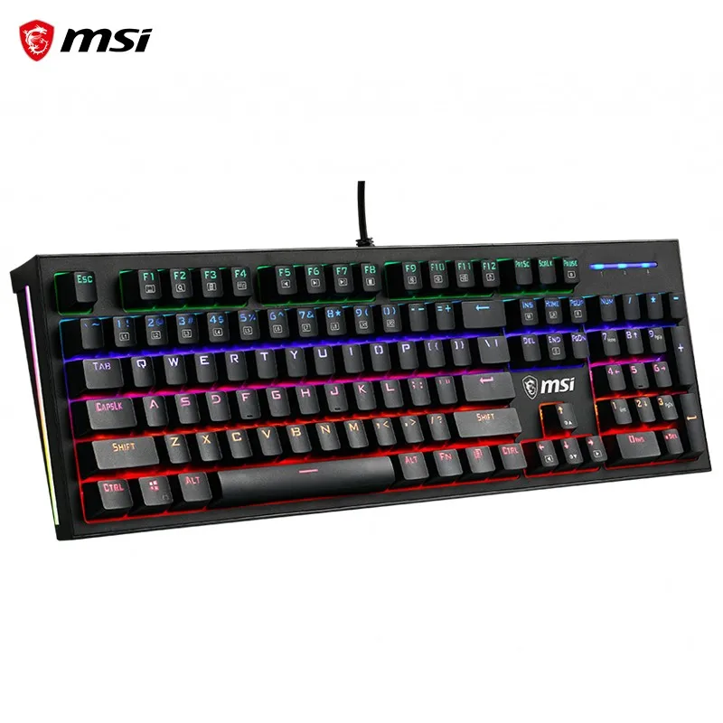  Механическая клавиатура MSI GK50 Zmechanical зеленая оси RGB-световой эффект кабель для игр видеоигр офисная 104 клавиш съемная