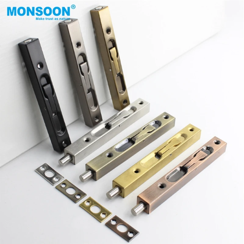 Insert flat head sliding door bolt stainless steel main door tower bolt security cabinet hidden furniture door bolt