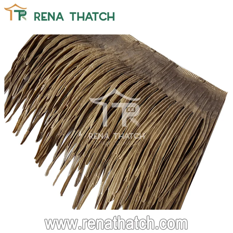 Fire resistant long lasting artificial thatch palm synthetic plastic palm panel waterproof synthetic HDPE palm leaves roof