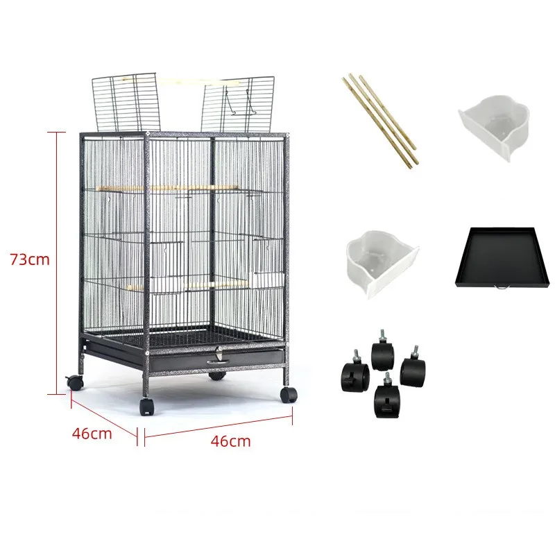 2023 Custom Electroplated Wire Folding Pigeon Parrot Birds Breeding Cage New Large Simple Portable Canary Bird Cage