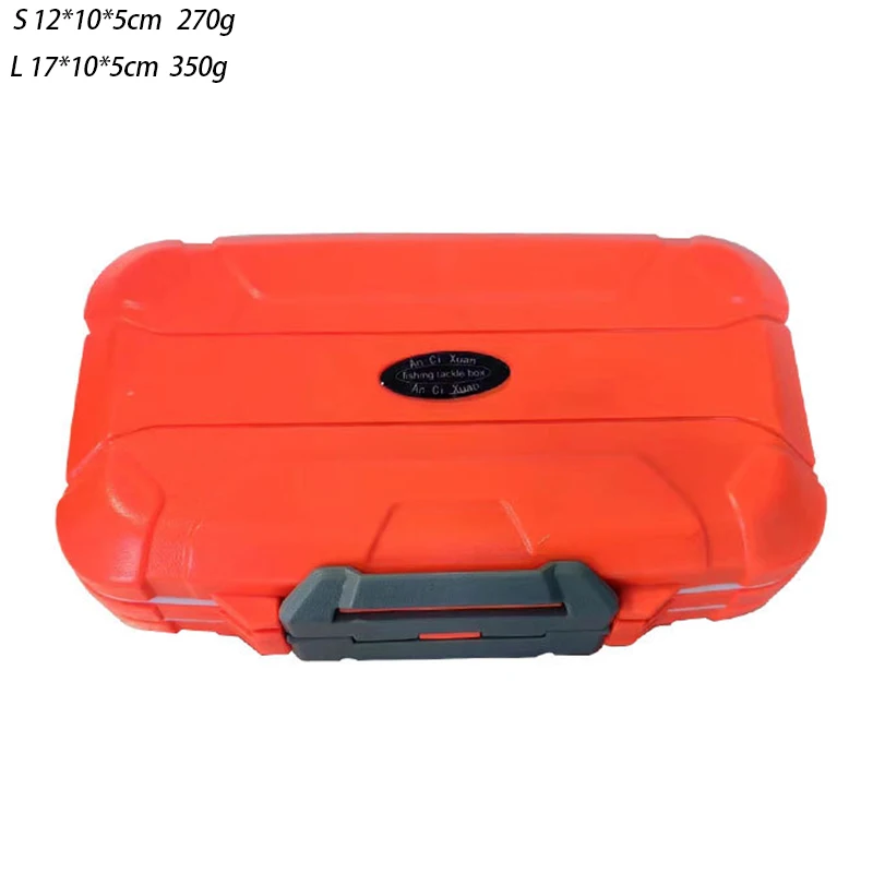 Orange/black Thickened Multi-functional Double Open 4-sided Shockproof Sealed Waterproof Fishing Tackle Gear Box Rubber Fly Box