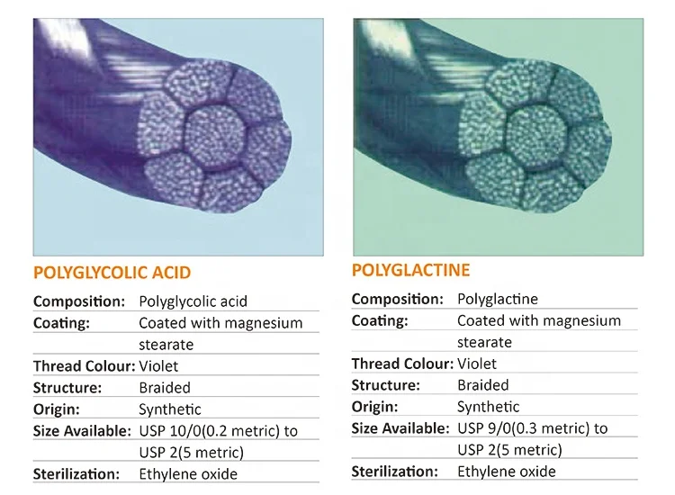 Polydioxanone Surgical Suture Needles With Thread Absorbable Surgical PGLA Suture Prices Polylactic Acid Surgical Suture PGA