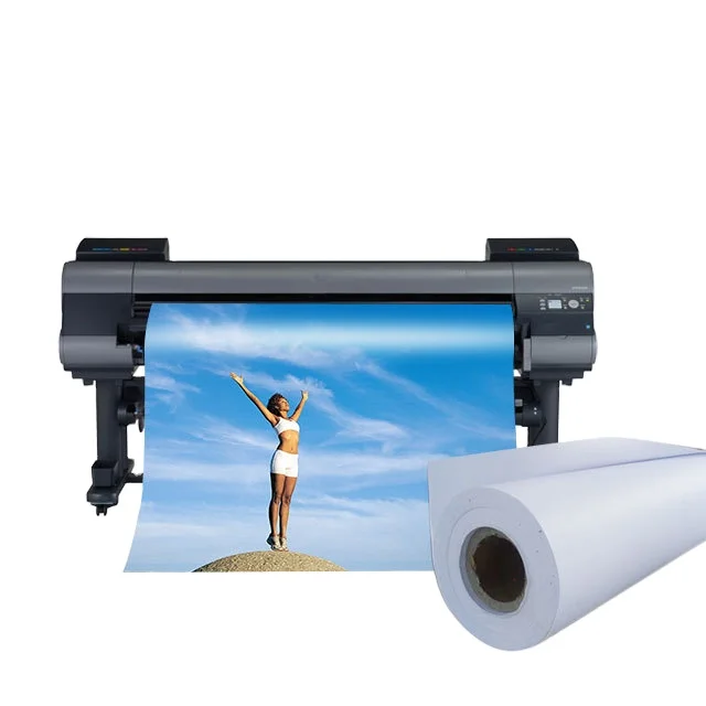 Factory Glossy White Inkjet Self Adhesive Photo Paper Roll 115gsm 135gsm Waterproof for large format printing