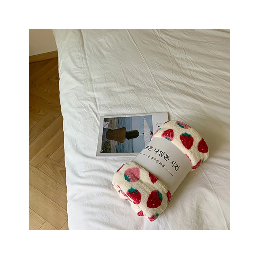 Custom Coral Fleece Blanket With Embroidery Logo 100% Polyester Winter Cartoon Throw Blankets Home Office Portable Kids Blanket