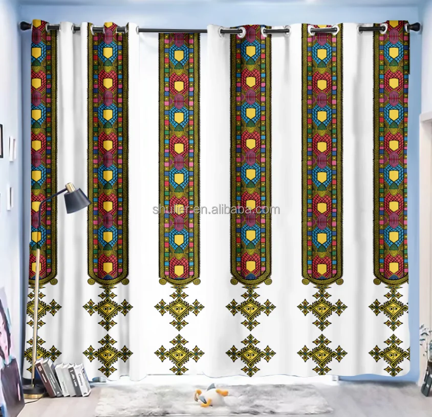 Custom Ethiopian  Windows Curtains for Living Room Curtain personalization  Customized Photo Gift Home Decor with 12 Hooks