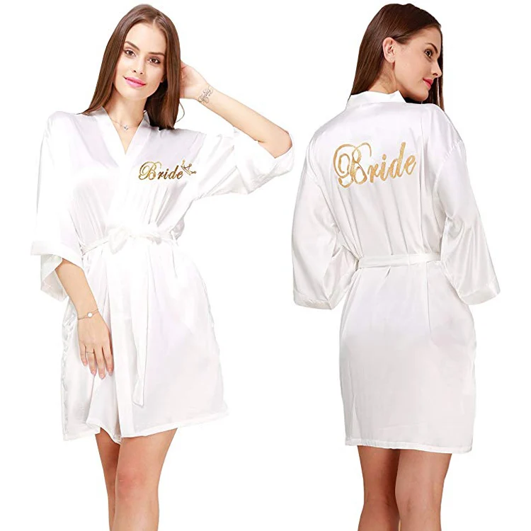 satin robe kimono women silk robe custom logo bridesmaid /bride silk robe