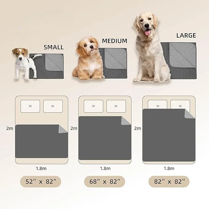 YOUK Double-Sided Reversible Anti-Slip Dog Bed Cover Waterproof Pet Blanket Travel Fits Furniture Bed Couch Sofa Kids Cats Dogs