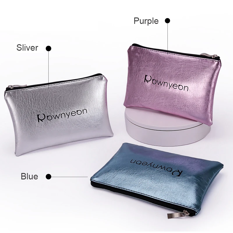 Professional Luxury Customized Logo Purple Silver Blue Small Hologram Pu Leather Makeup Bag Travel Toiletry Bag Cosmetic Bags