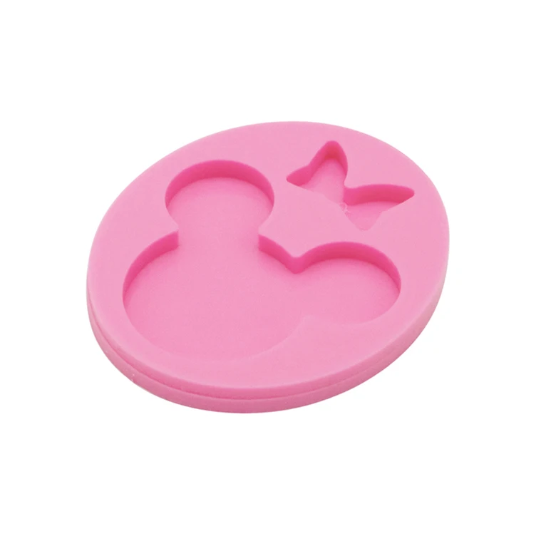 Dy0075 Diy Shiny 1.57/1.96 Inches Mouse Head For Keychains Epoxy Resin Molds Bow-knot Silicone Mould Decorative Craft Mold