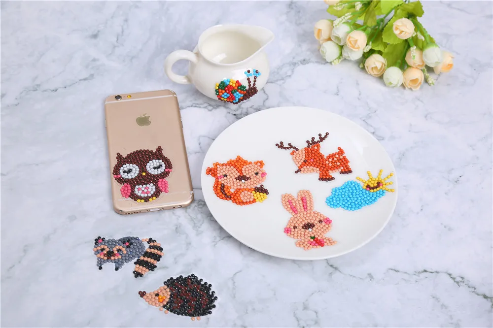 DIY шаблоны с животными, алмазная вышивка для детей, круглая Алмазная картина, наклейка, Рождественский комплект