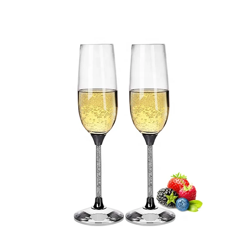Lead Free Crystal Champagne Glass Gift Promotion Long Stem Glass Goblet High-end Champagne Flute 220ml Glass Drinkware for Party