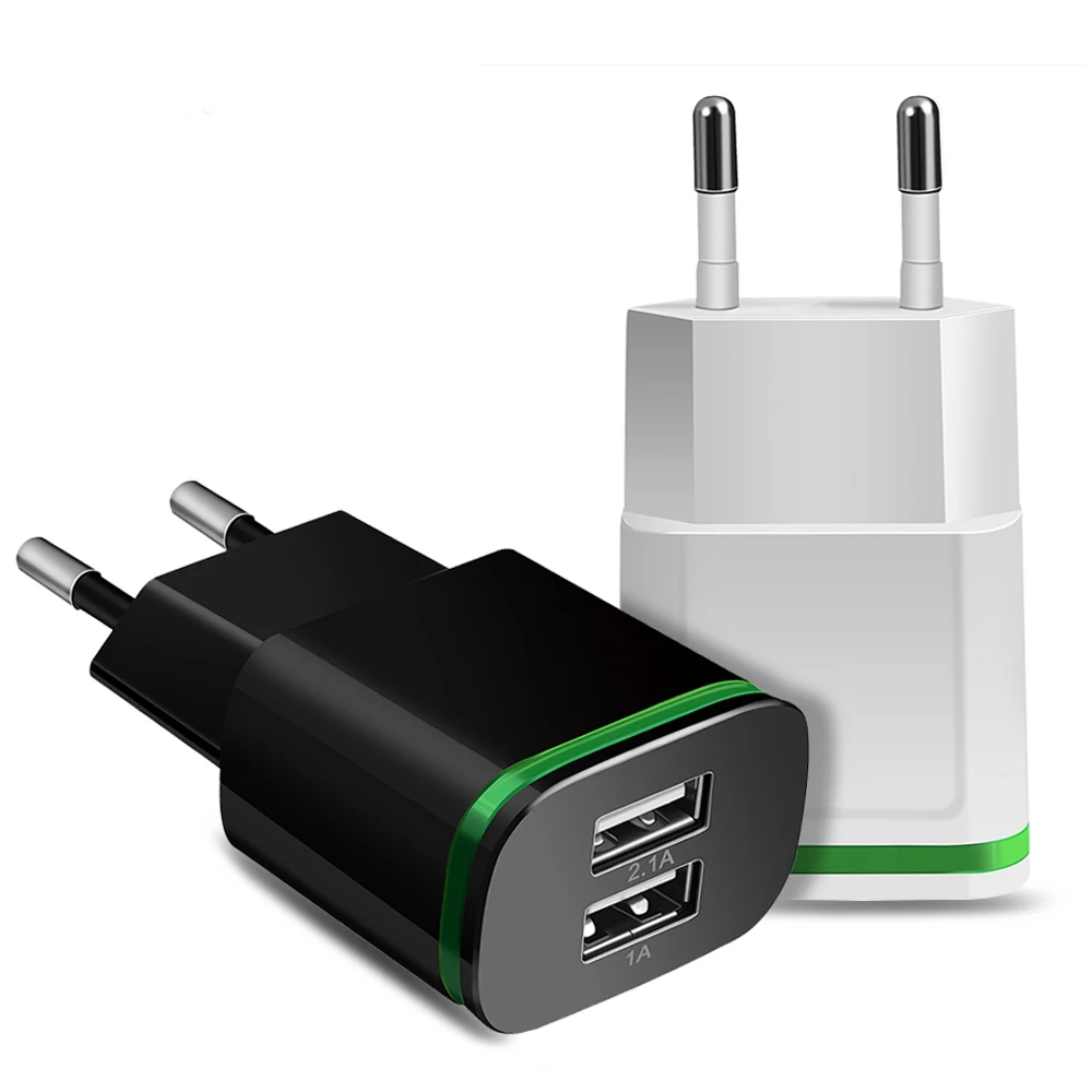5V 2.1A LED Light Dual USB Adapter Mobile Phone Wall Charger Device Data Charging Sync Smart Phone Charger Power Adapter
