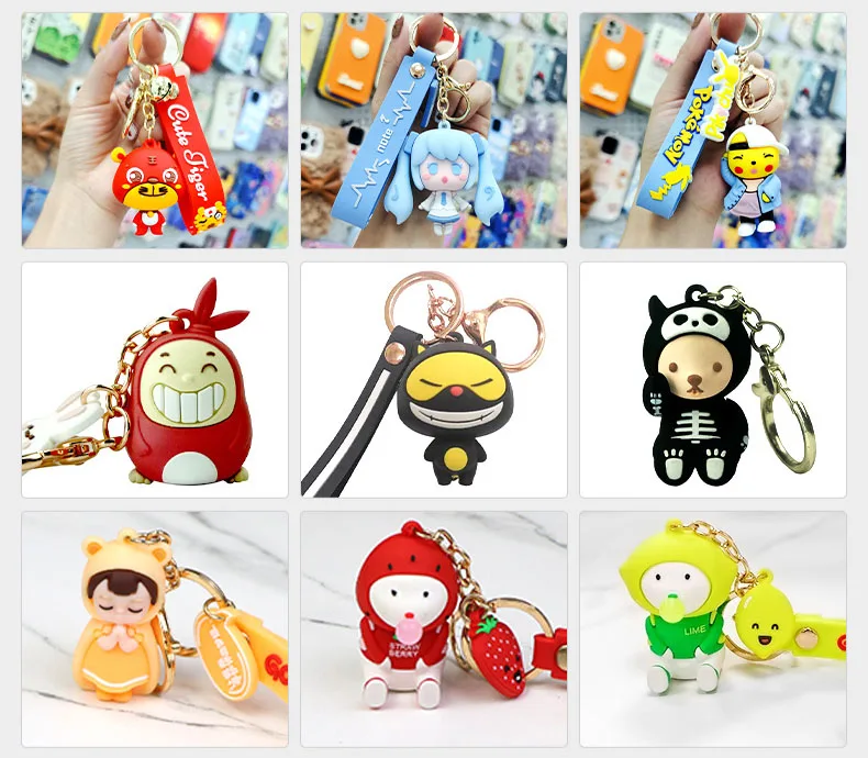 Manufacturer Custom Logo 2D Soft Pvc Plastic Acrylic Keychain Metal Gift Anime Rubber Key Chain 3D Silicone Rubber Pvc Keychain