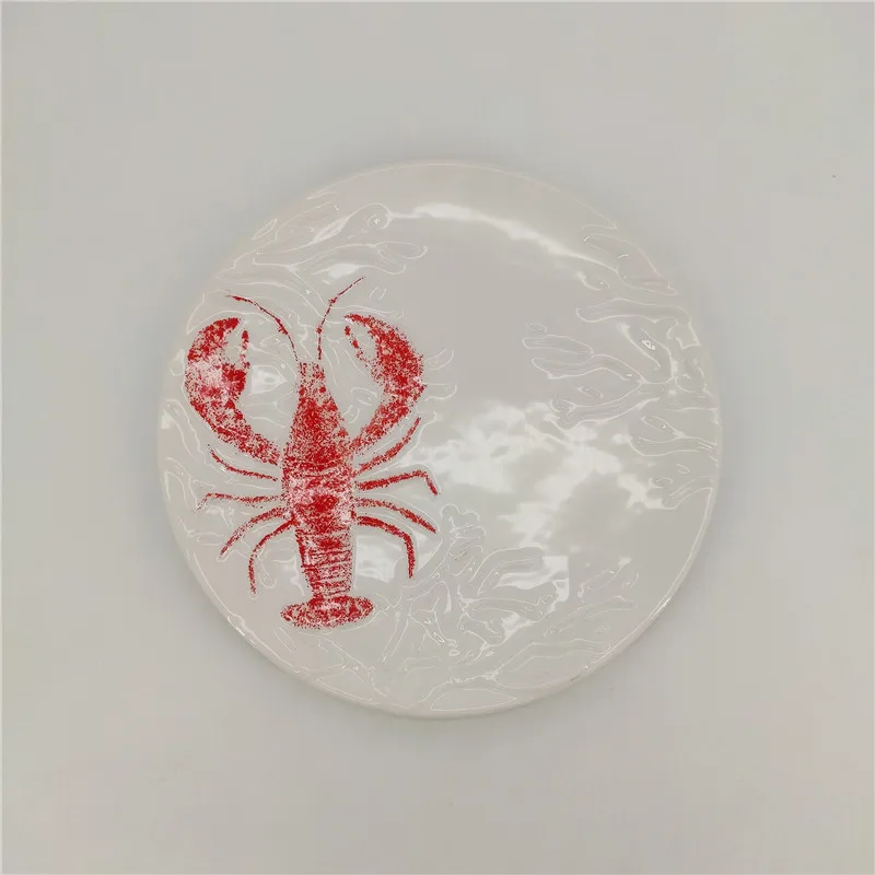Designer Lobster ketchin ware ecofriendly ceramic platos embossed plates