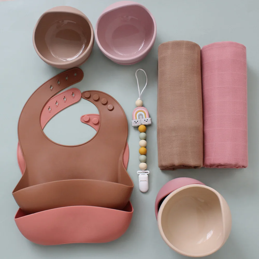 4 Pcs Custom Food Grade BPA Free Divided Kids Silicone Suction Plate Baby Feeding Set Baby Weaning Eating Set