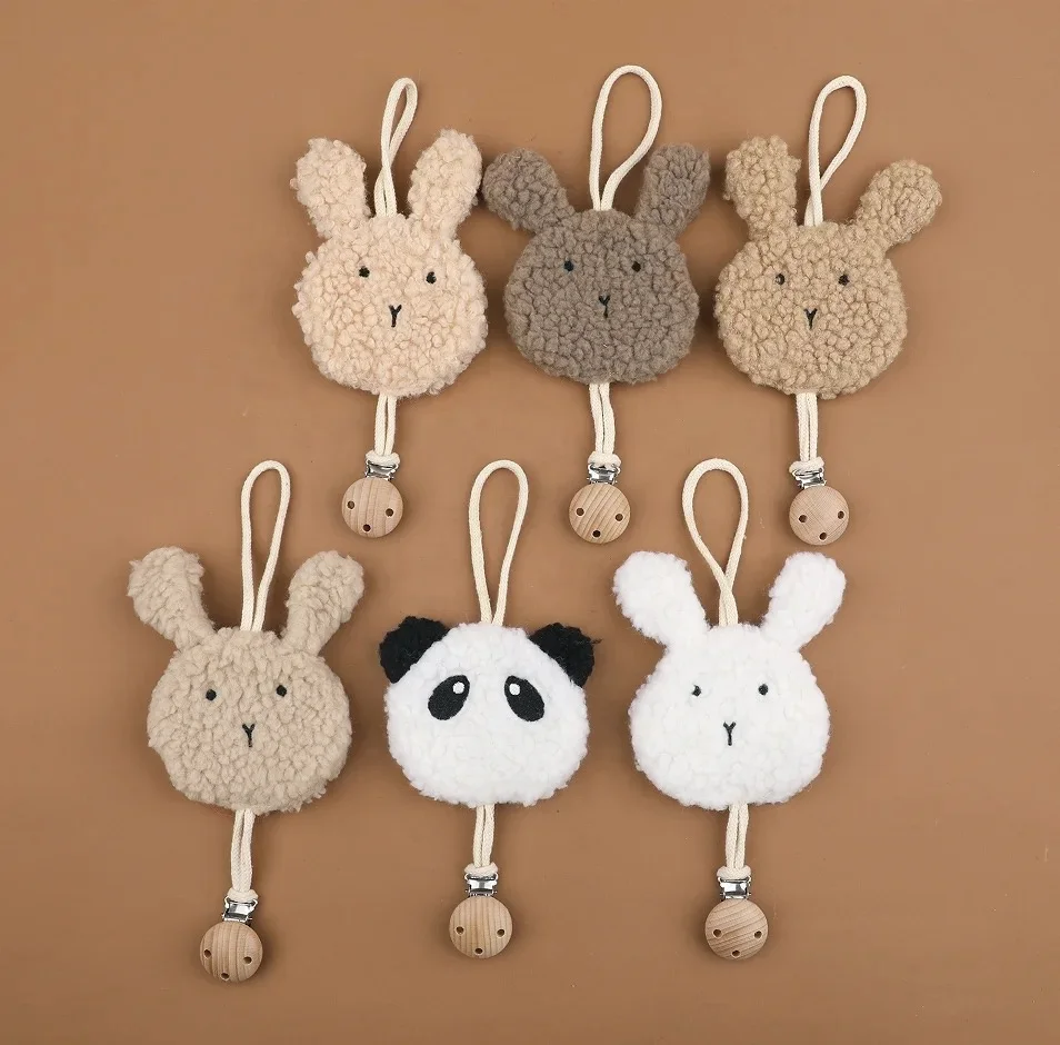 New Arrival Easter Baby Nipple Dummy Comforter Plush Bunny Pacifier Clip Holder