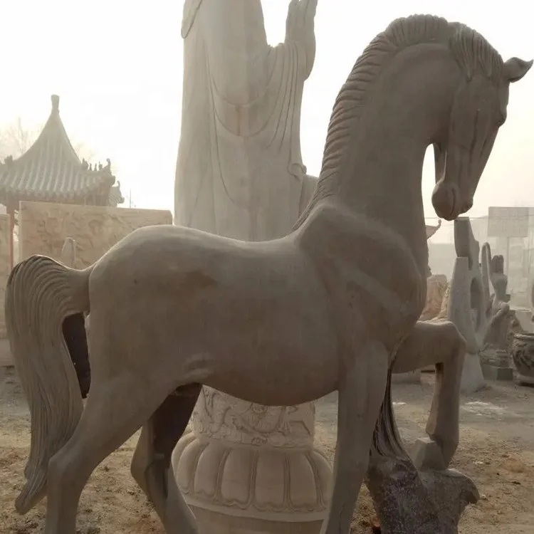 Carved flying and jumping pose horse statue sculptures