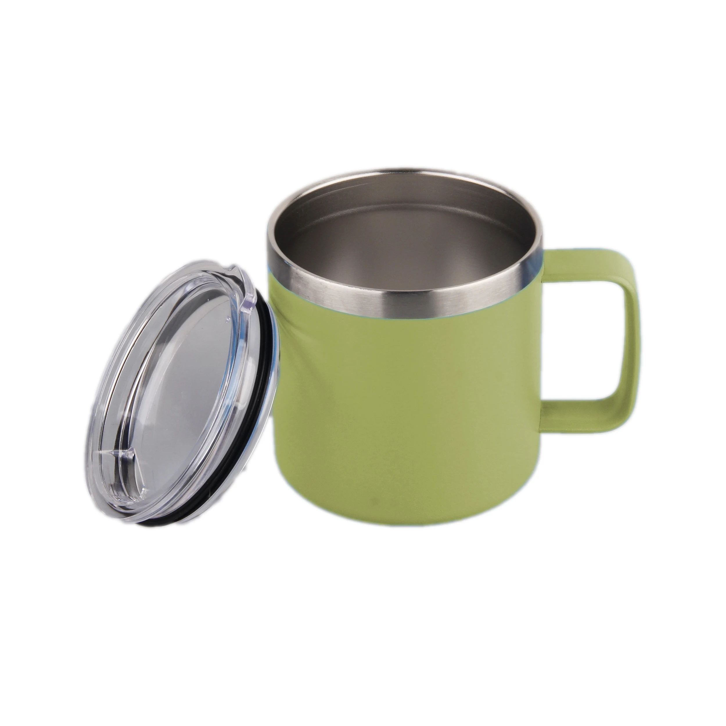 Premium 12 oz stainless steel insulated coffee mug with handle double wall vacuum beer tumbler travel mug with sliding lid