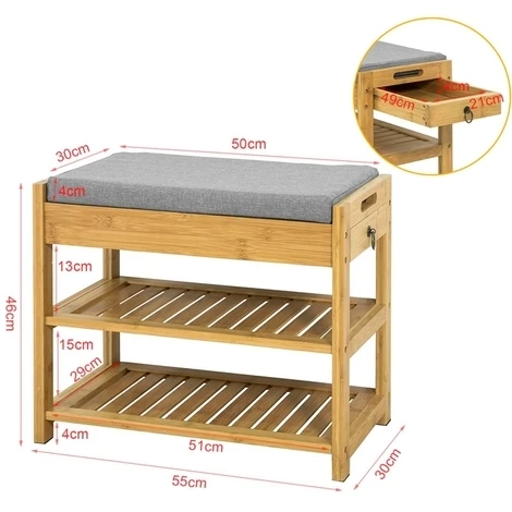 Bamboo Shoe Storage Bench Cabinet,Shoe Rack with Seat
