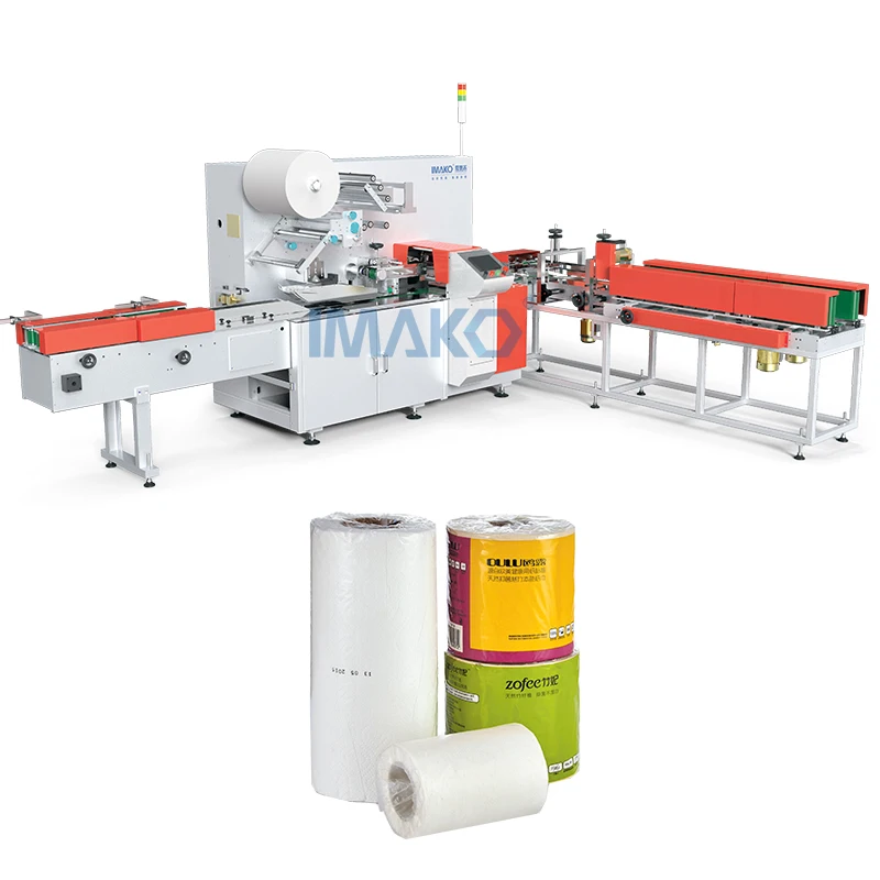 Imako Full Automatic Sanitary Paper Roll Plastic Film Heat Shrink Wrapping Toilet Paper Roll Packing Machine