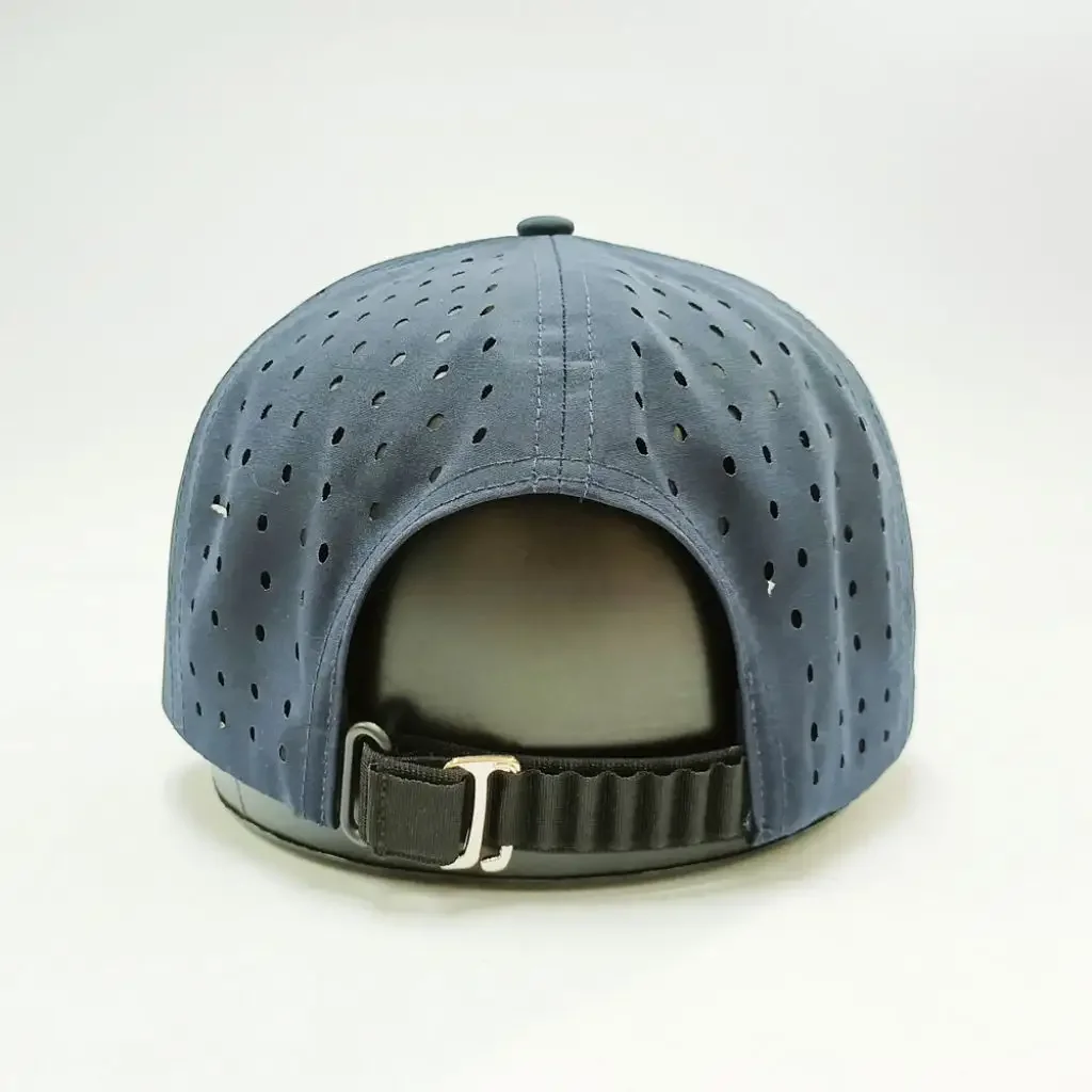Wholesale Custom 5 Panel Rubber PVC Logo Dad Hat Performance Sports Baseball Cap with Waterproof Laser Cut Perforated Hole