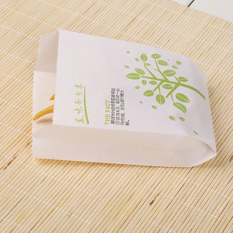 White Greaseproof Paper Bags Merchandise Bags Custom Printed Snack Food Packaging Bag Kraft Paper Free Samples Gravure Printing