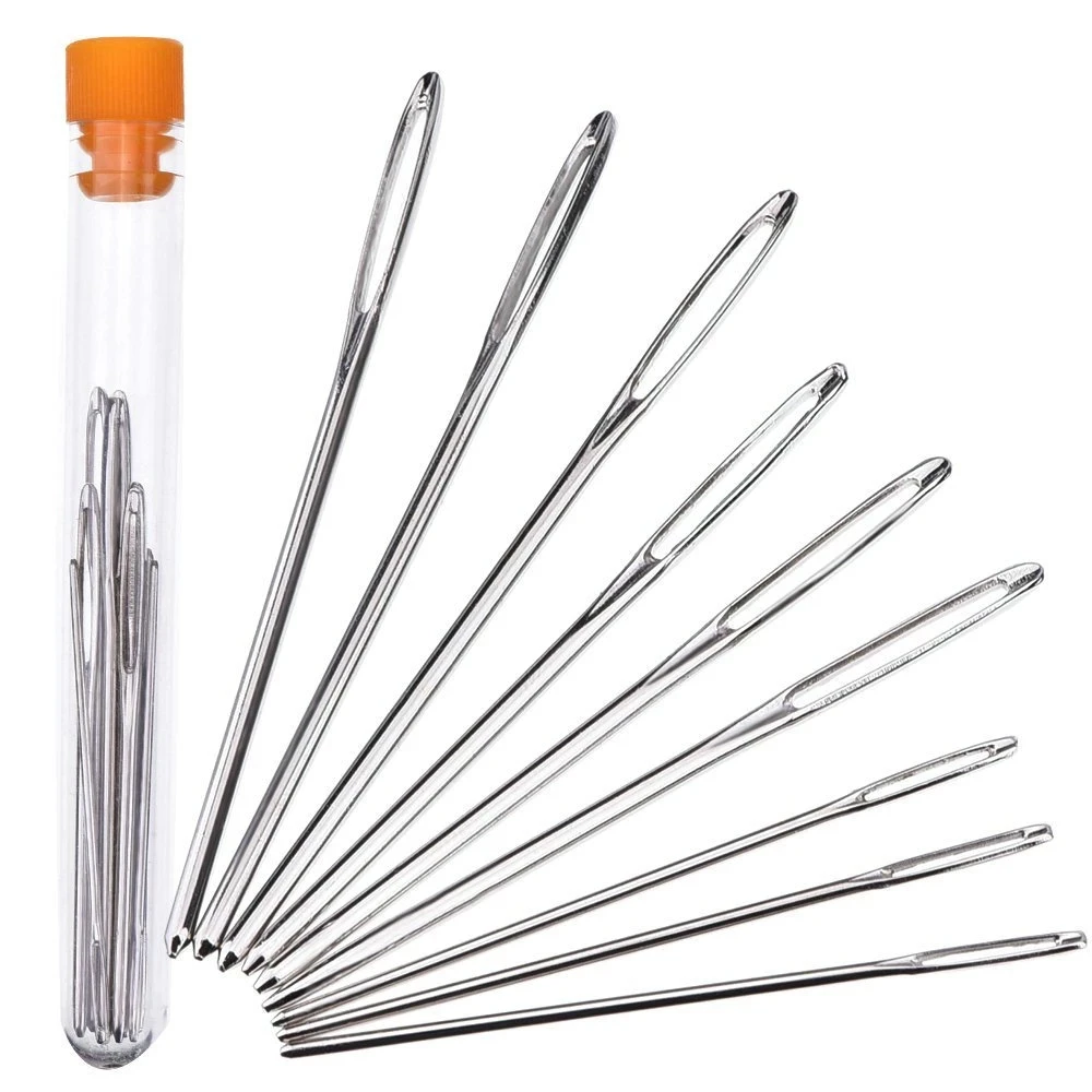 Large-eye 9 pcs/lot Cross Stitch Needles in Bottle Stainless Steel Sewing Blunt Needles embroidery needle for handcraft