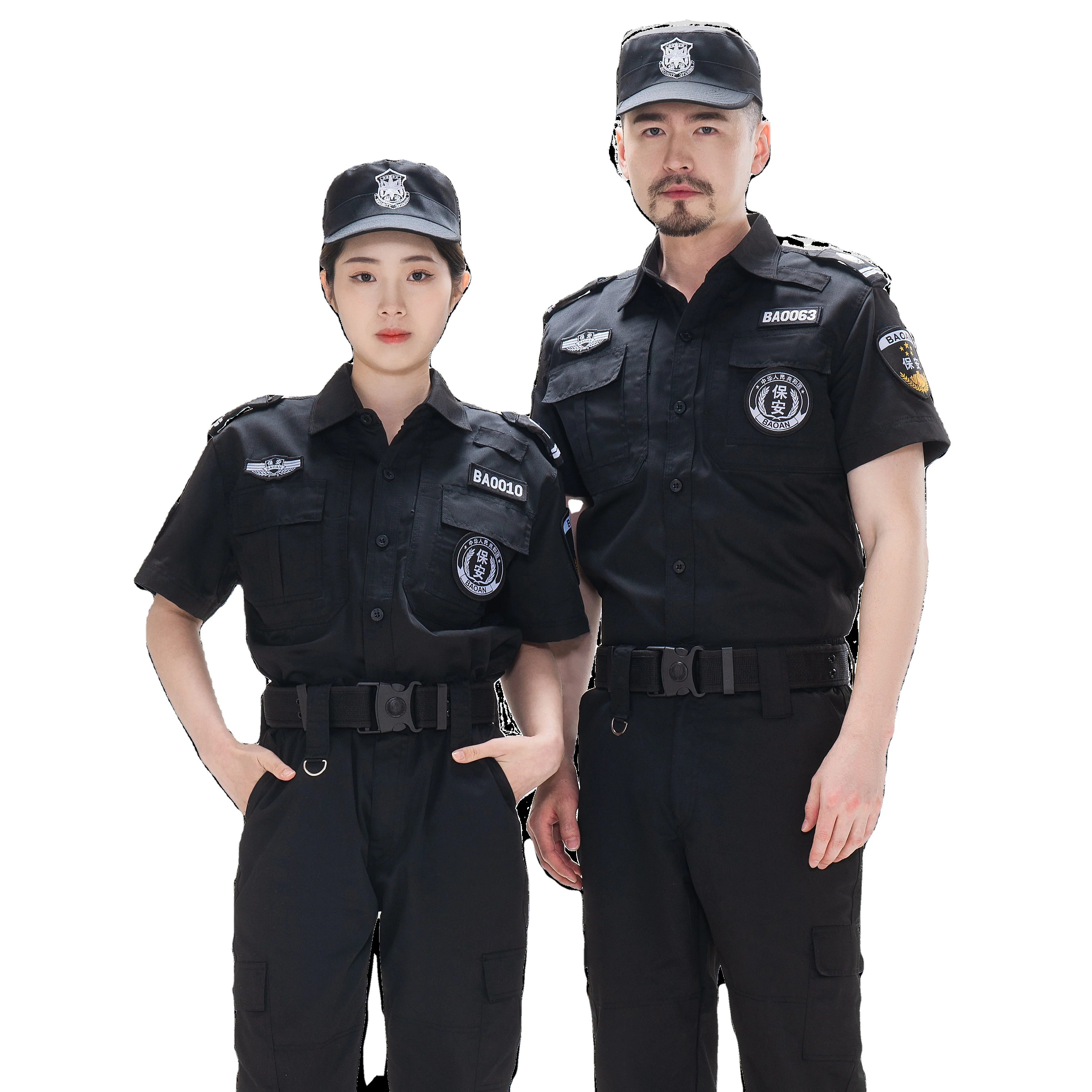 blue gray white bank national  airport tactical short sleeve polo shirt security guard uniform