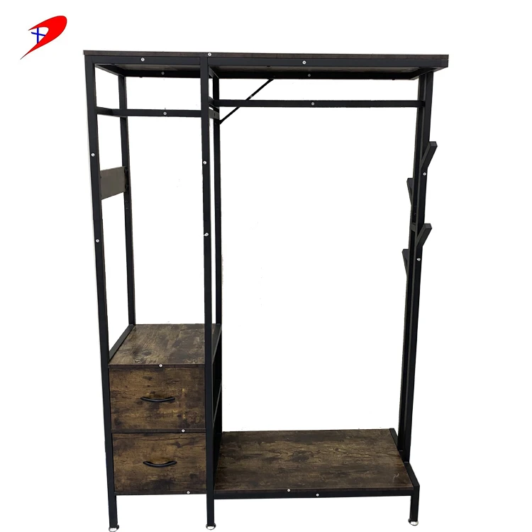 Coat Rack Shoe Bench Hall Tree Entryway Storage Bench Wood Look Accent Furniture with Metal Frame 3-in-1 Design