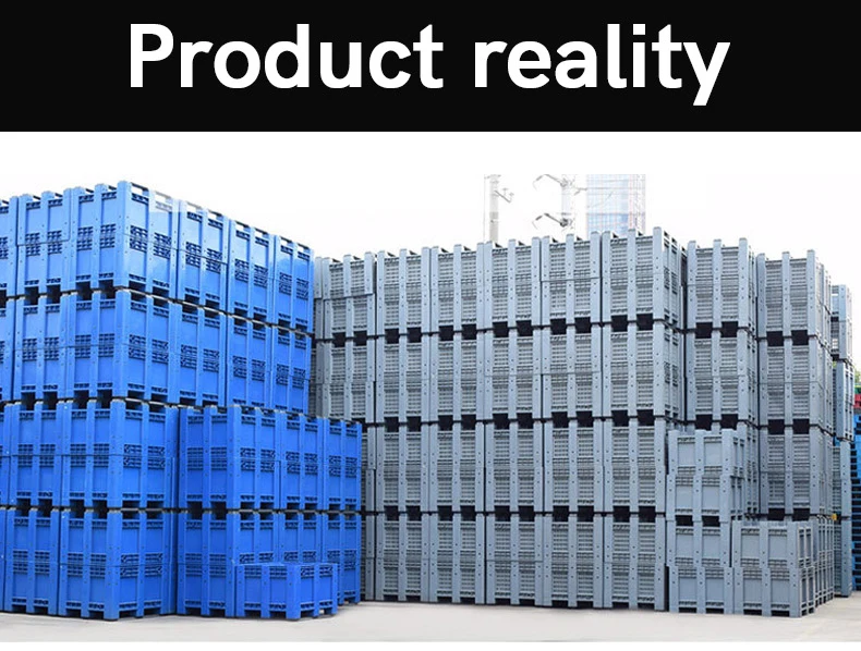 Plastic Vented Pallet Box 1200*1000*760mm Custom Logo Square Vegetable Storage Gray Heavy Duty Rack