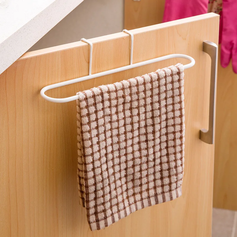 Simple no-punch towel rack Kitchen Cabinet Door Rear rag rack Creative Bathroom Hook hanging rack Hanging door shelving